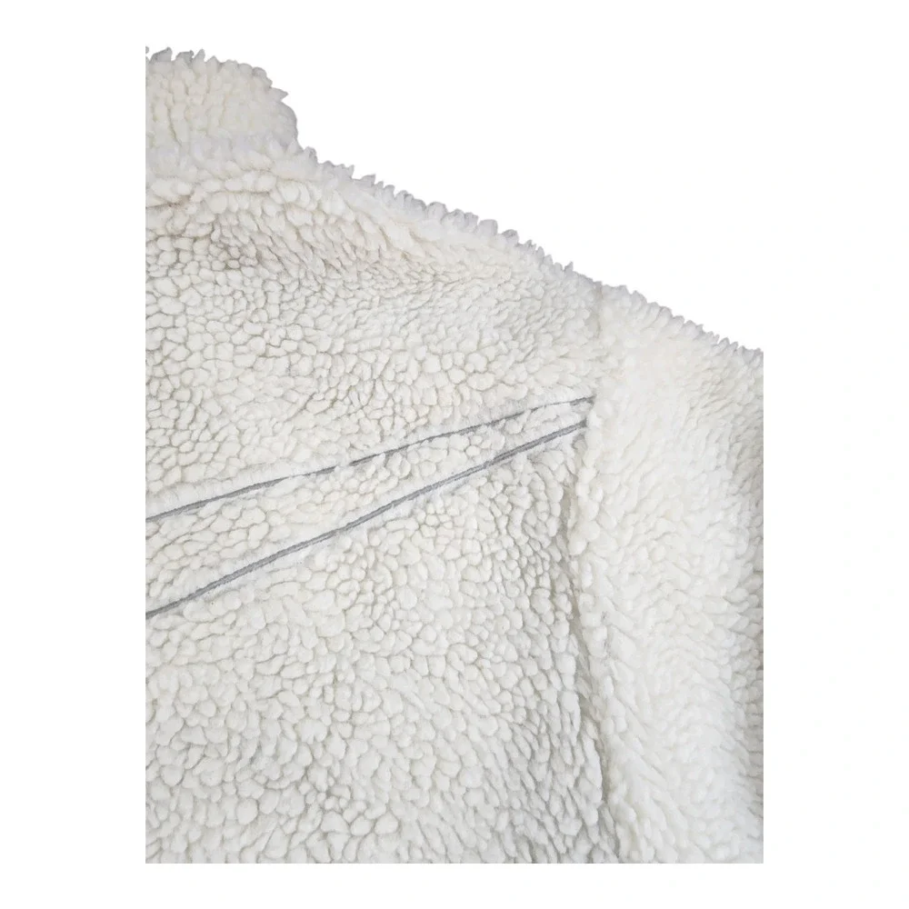 Nike white cream Sherpa fleece jacket sz Med. lined‎ cropped big swoosh